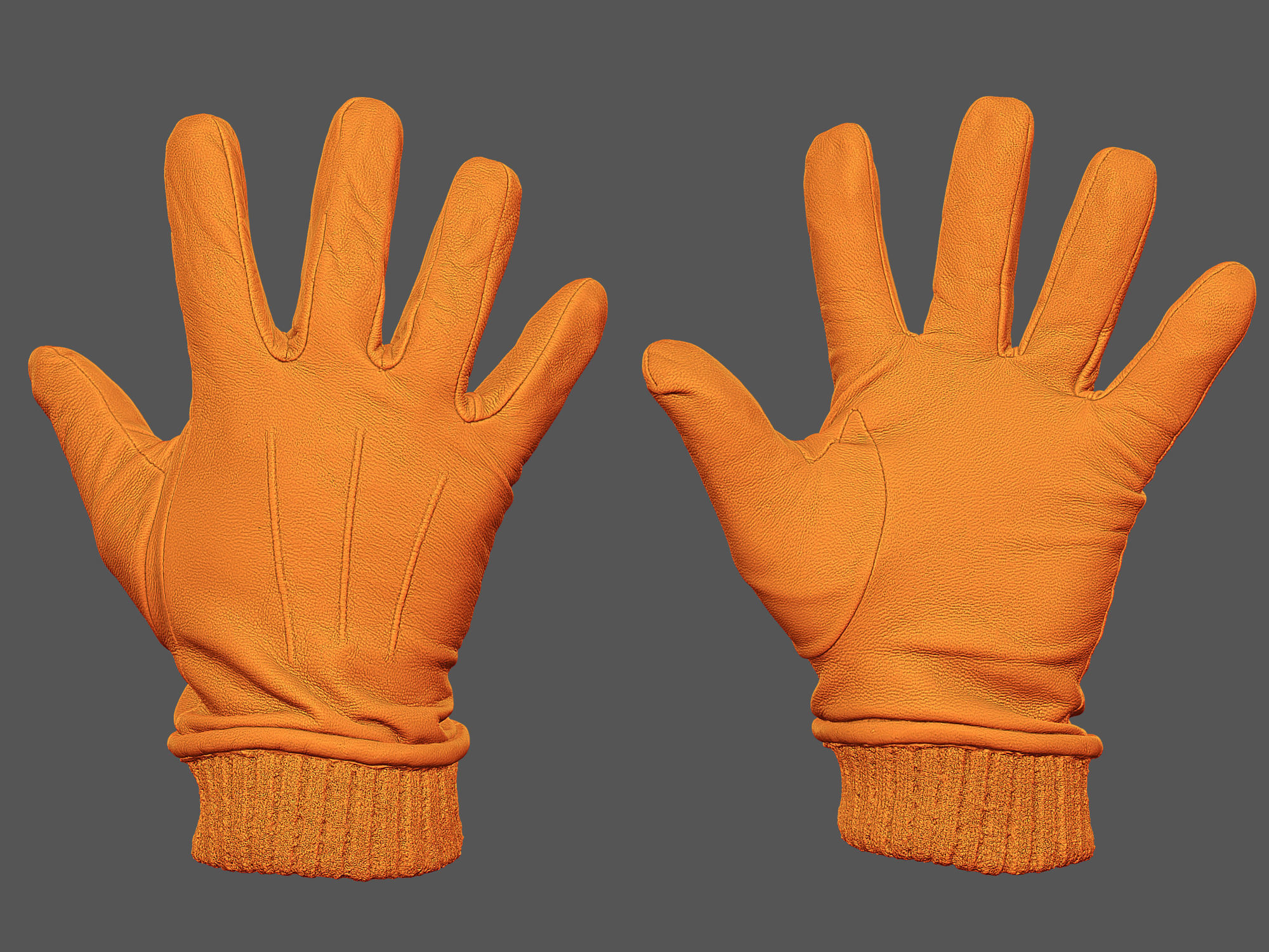 Gloves orange leather 3D model_1