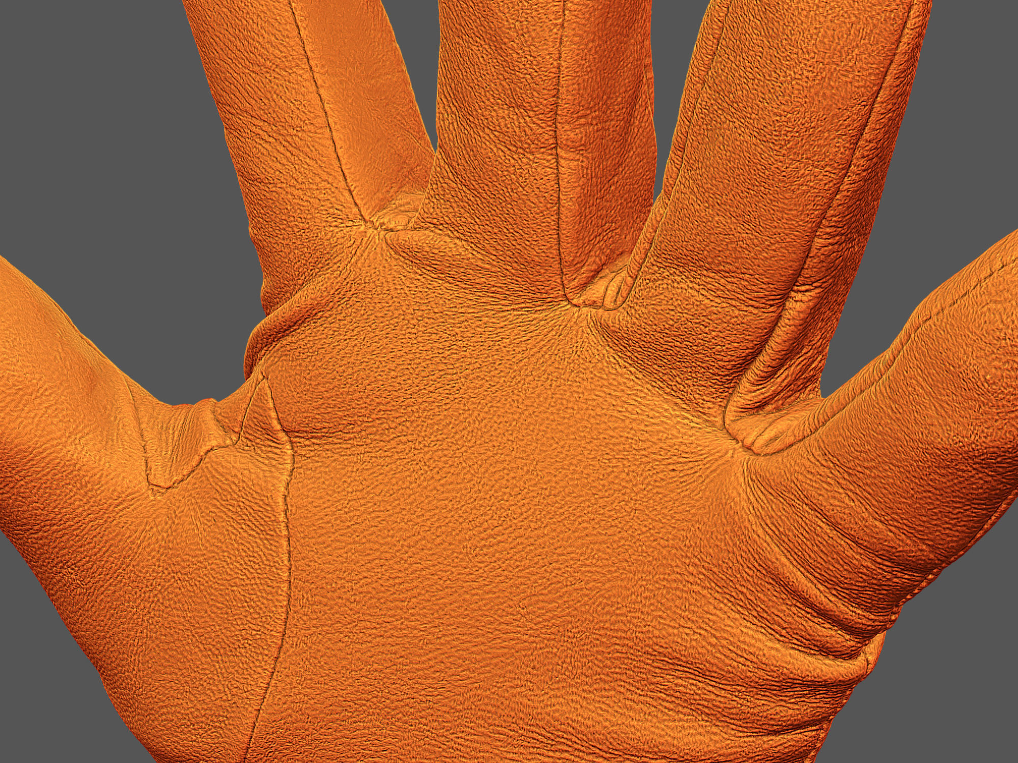 Gloves orange leather 3D model_6