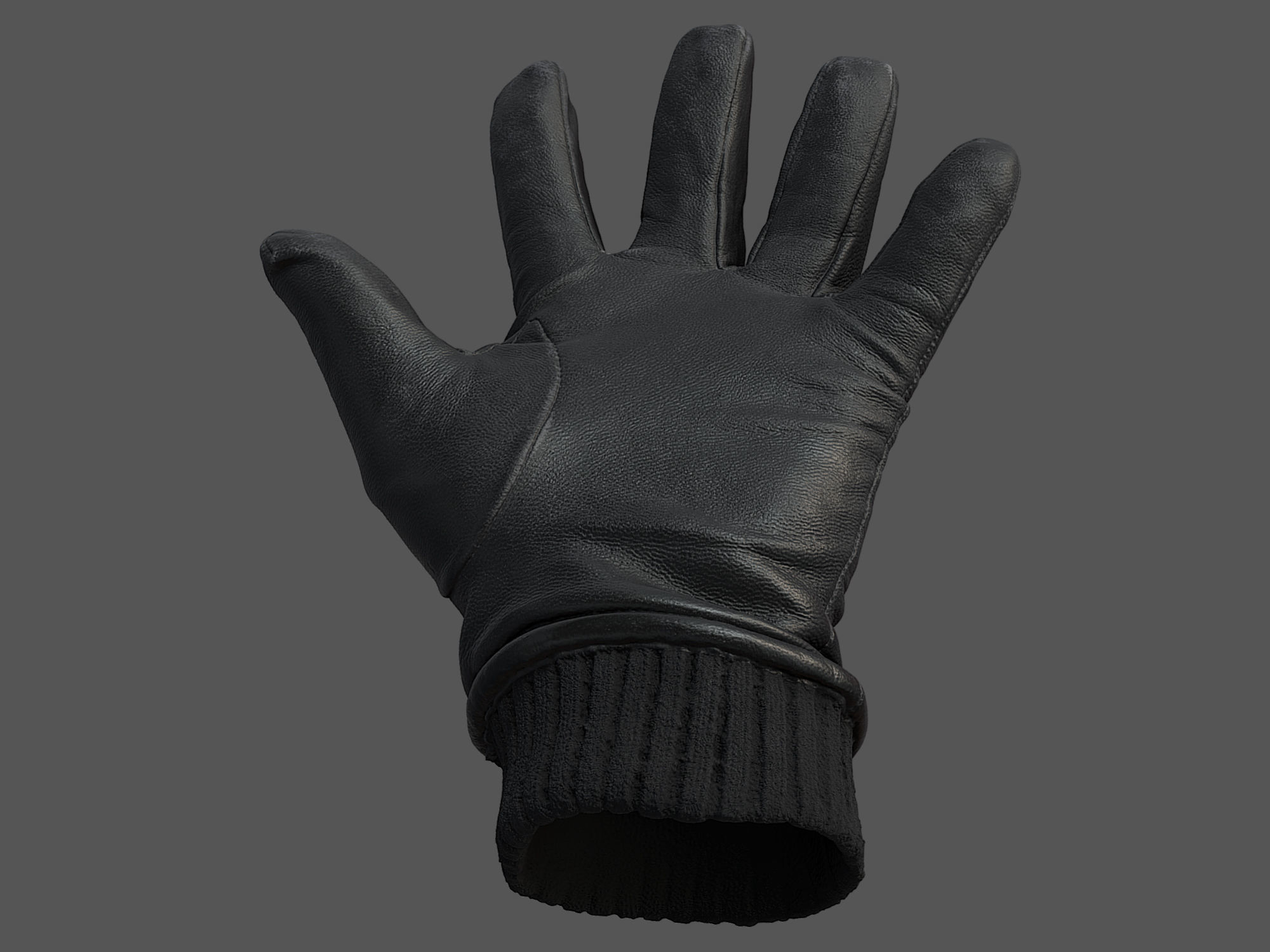 Gloves orange leather 3D model_13