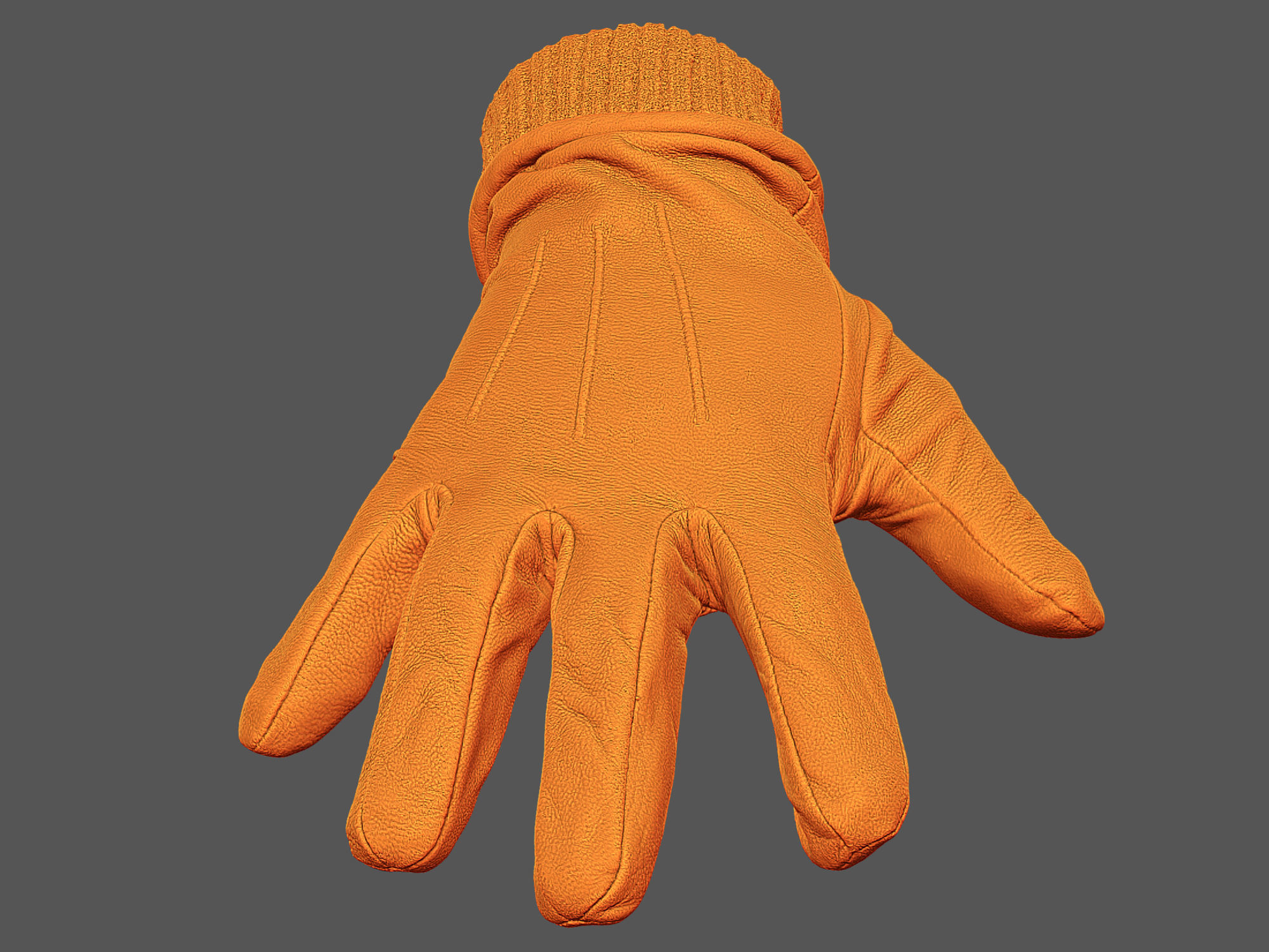 Gloves orange leather 3D model_8