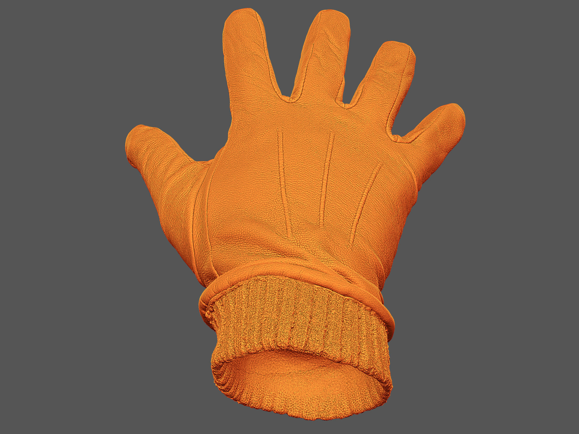 Gloves orange leather 3D model_12