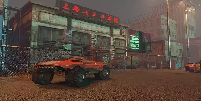 Cyberpunk Street Sci-Fi Asset Pack Low-poly 3D model 2