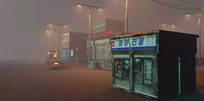 Cyberpunk Street Sci-Fi Asset Pack Low-poly 3D model 4