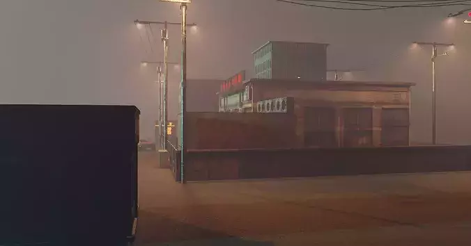 Cyberpunk Street Sci-Fi Asset Pack Low-poly 3D model 5