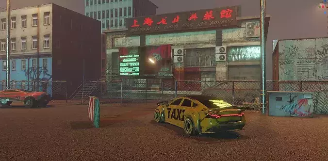 Cyberpunk Street Sci-Fi Asset Pack Low-poly 3D model 3