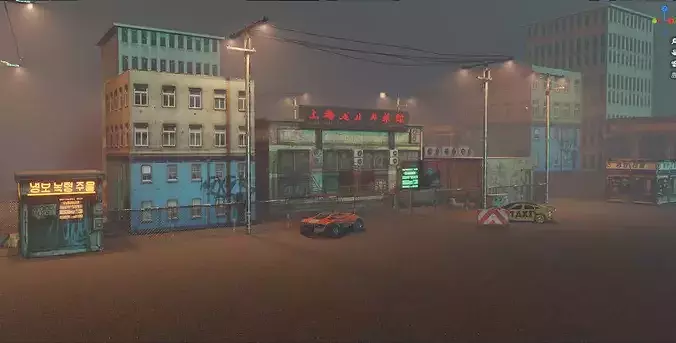 Cyberpunk Street Sci-Fi Asset Pack Low-poly 3D model 6