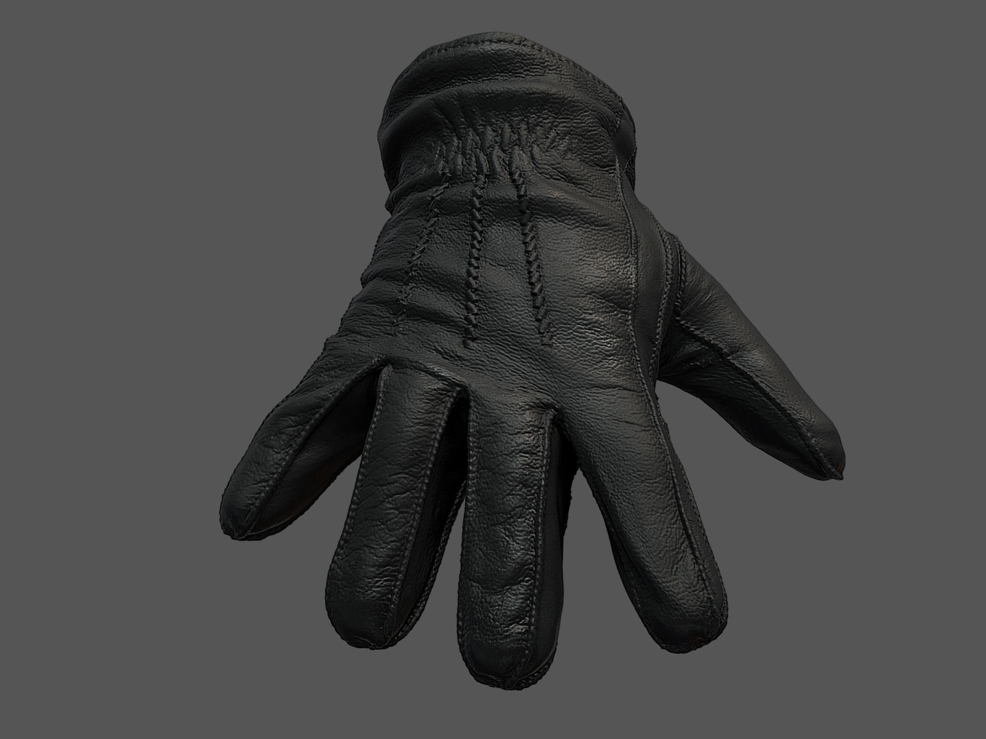 Gloves orange leather 3D model_7