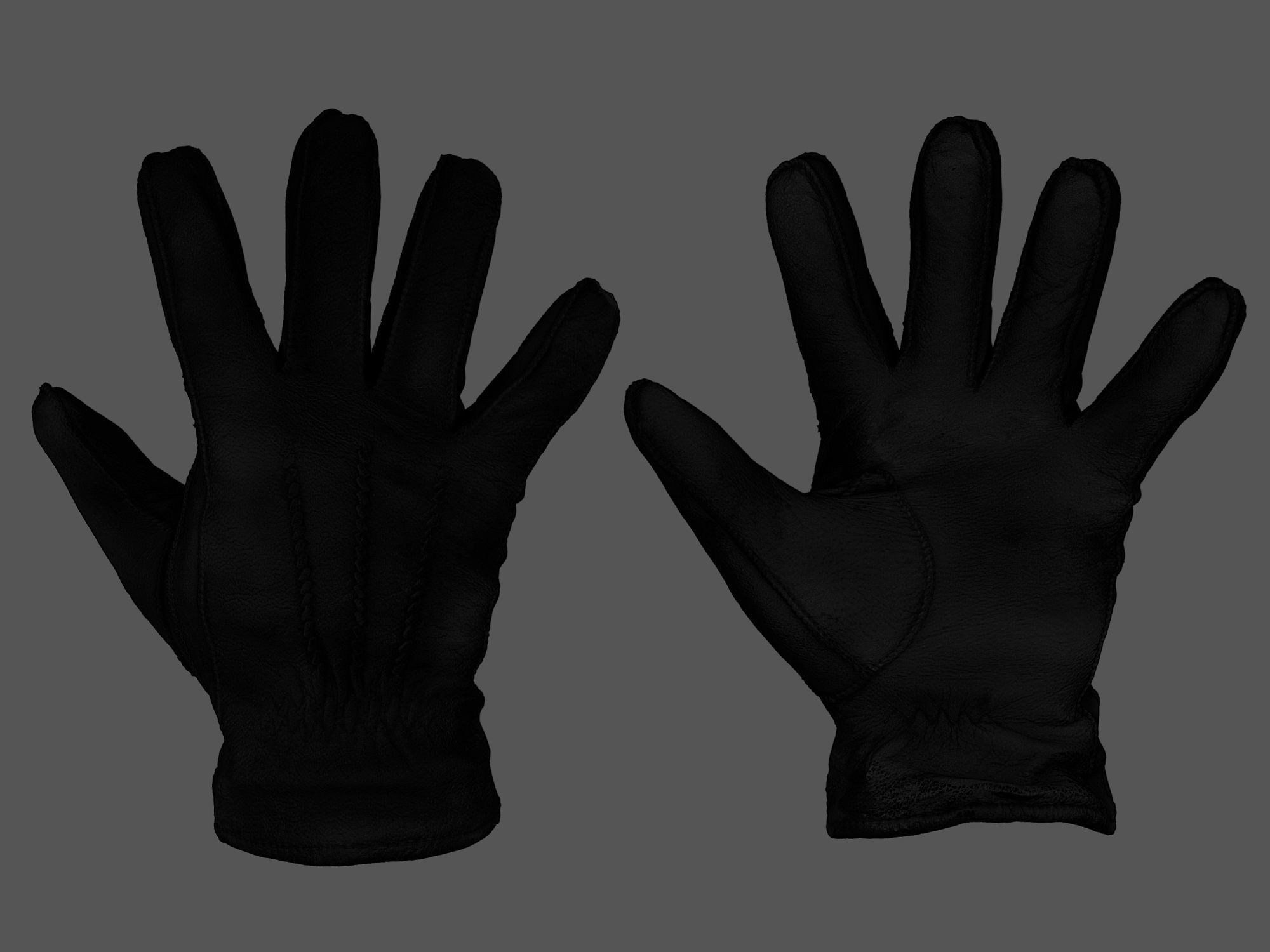 Gloves orange leather 3D model_2