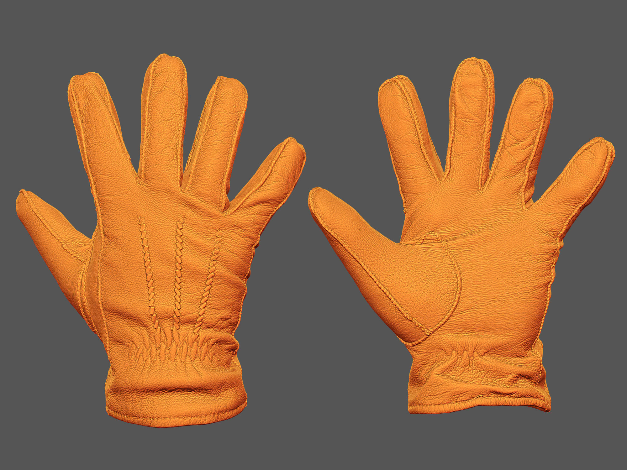 Gloves orange leather 3D model_1
