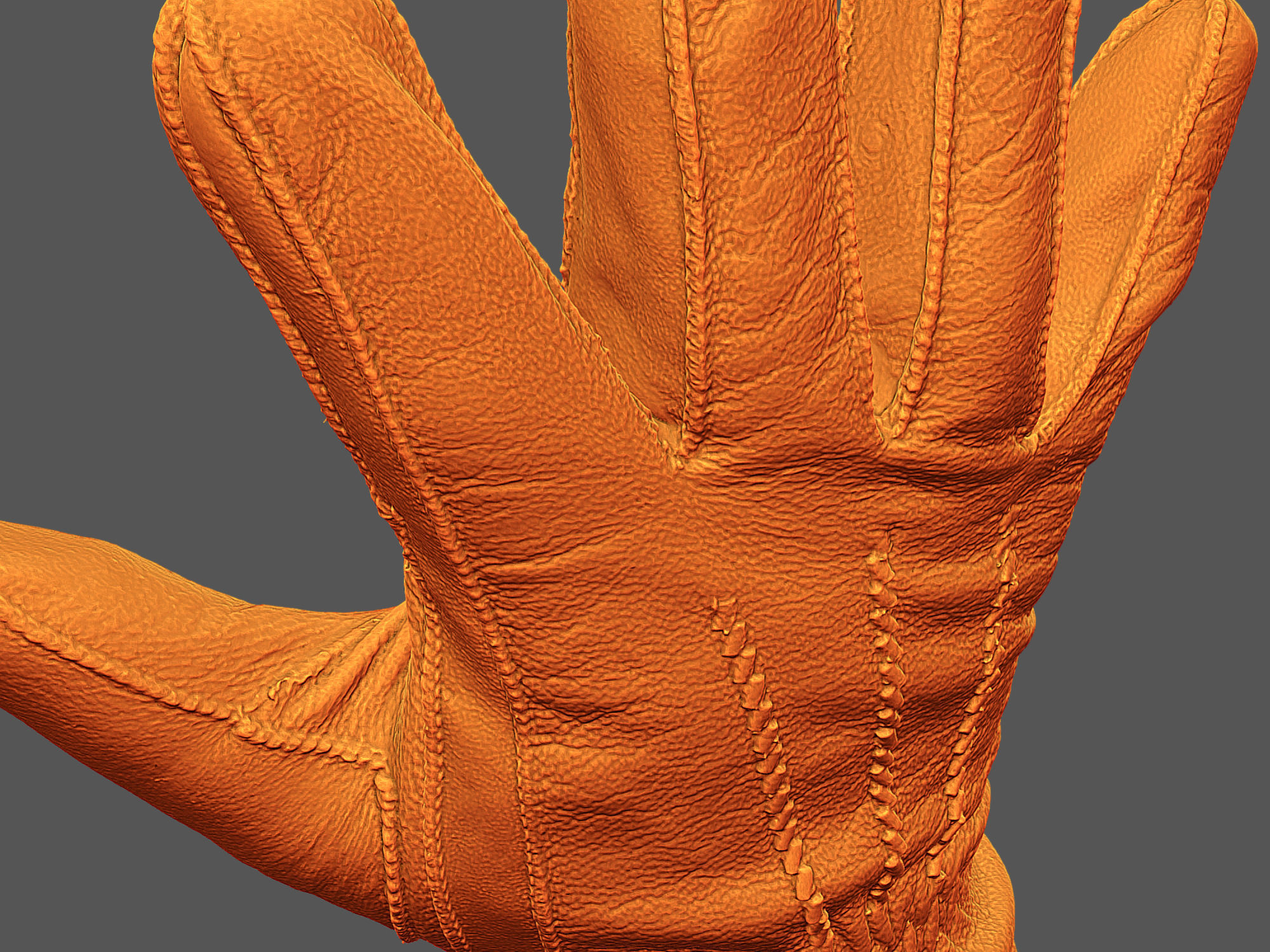 Gloves orange leather 3D model_4