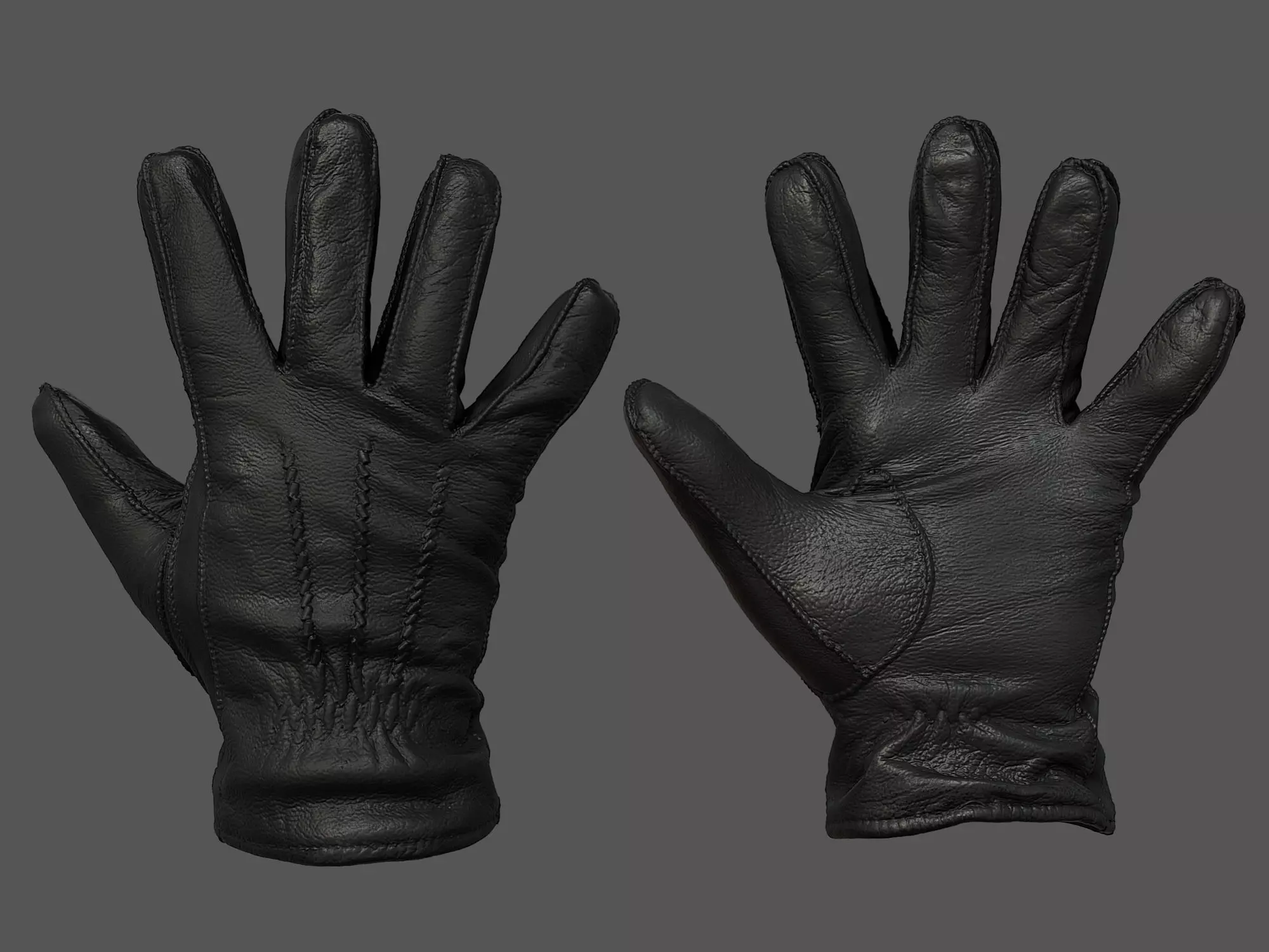 Gloves orange leather 3D model_0