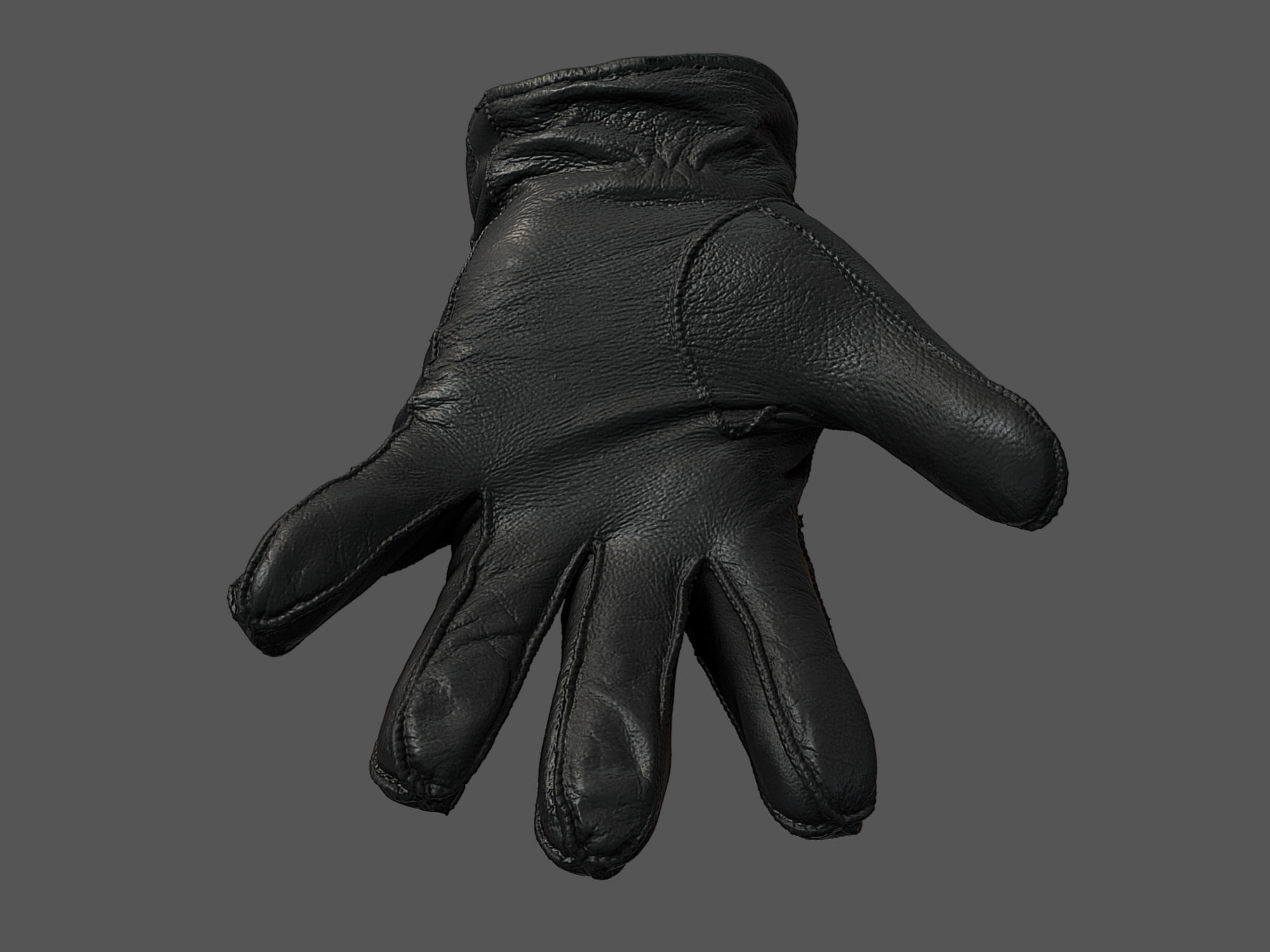 Gloves orange leather 3D model_9