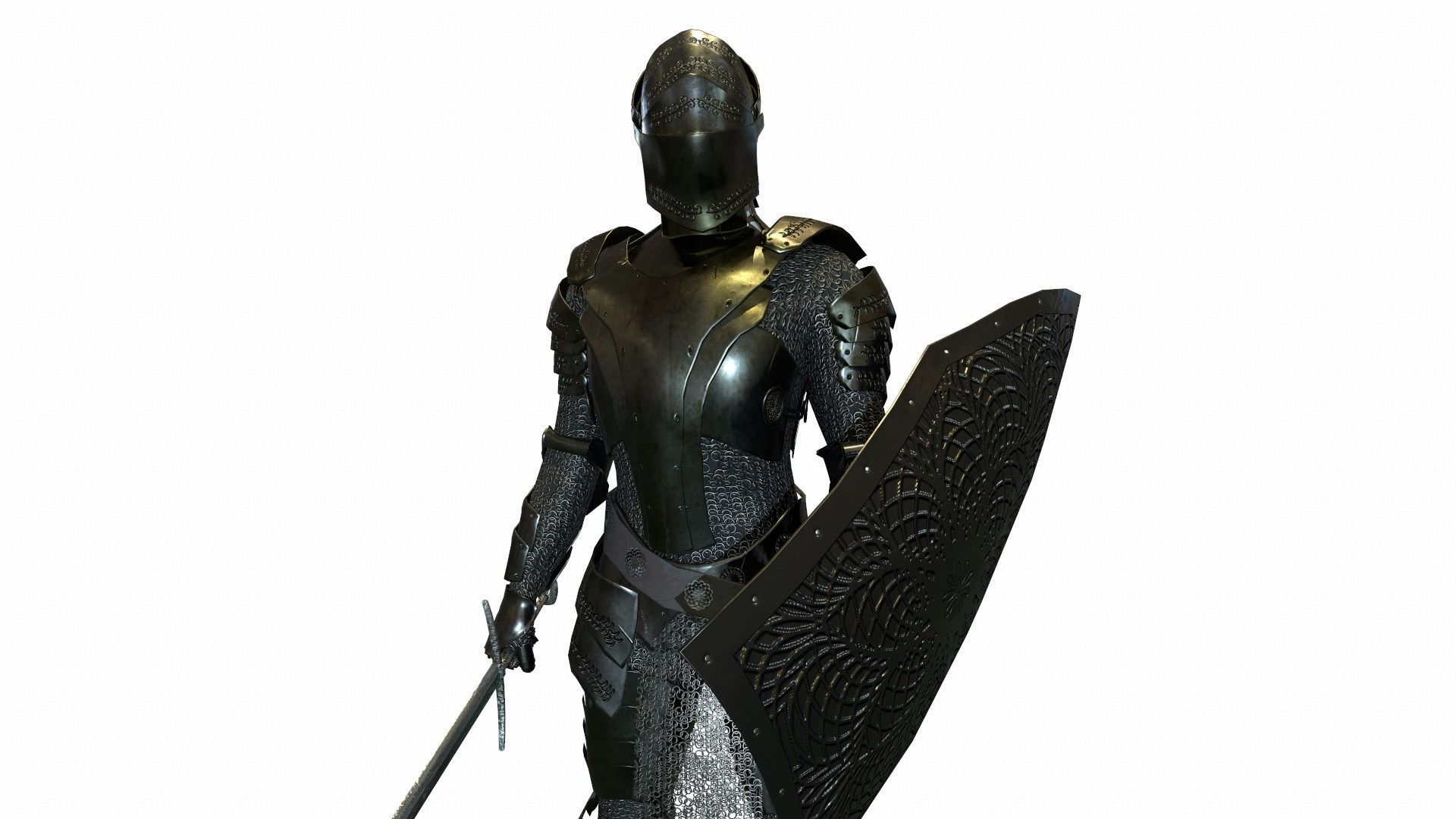 Plate Armor Low-poly 3D model_7