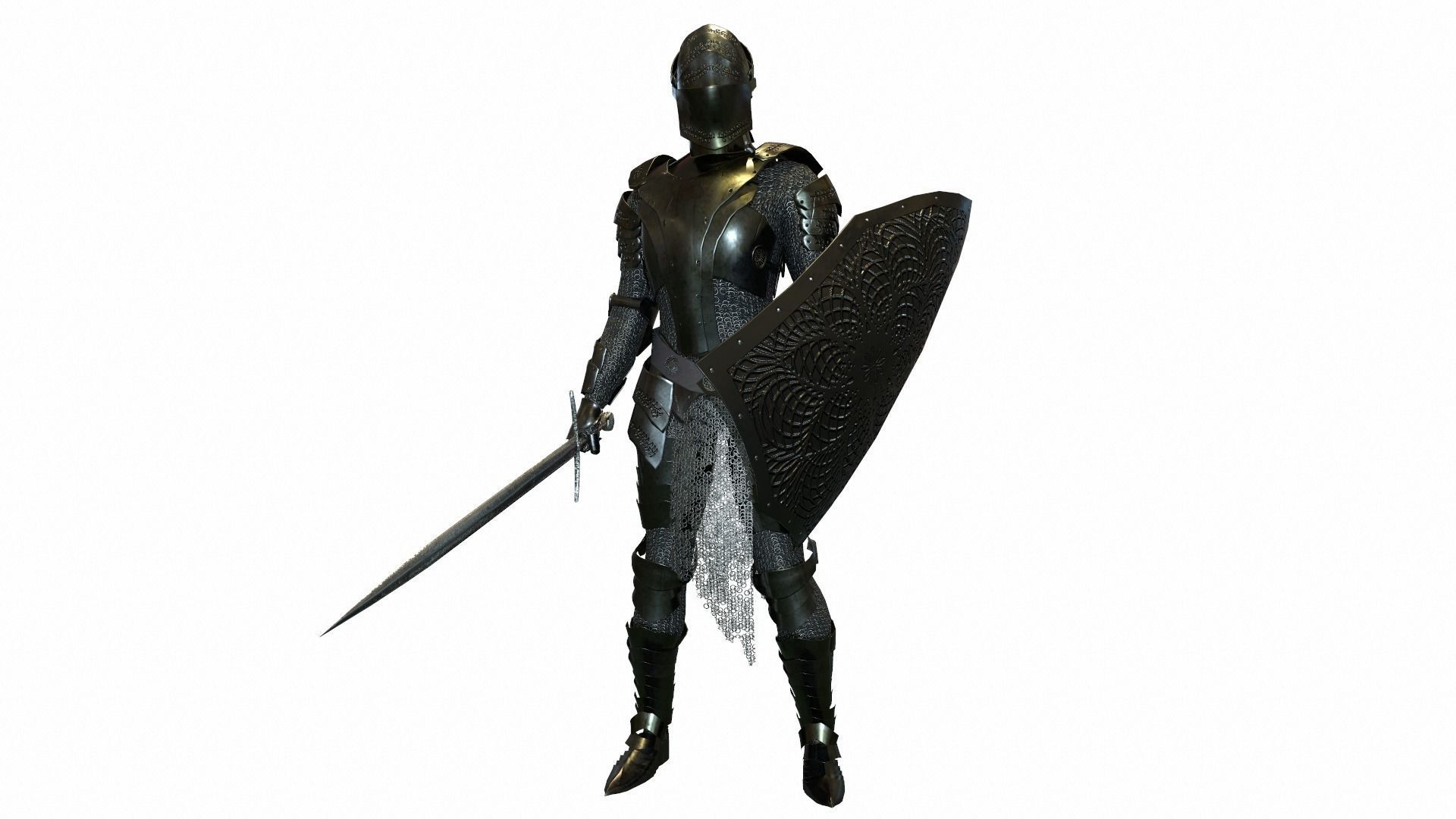 Plate Armor Low-poly 3D model_8