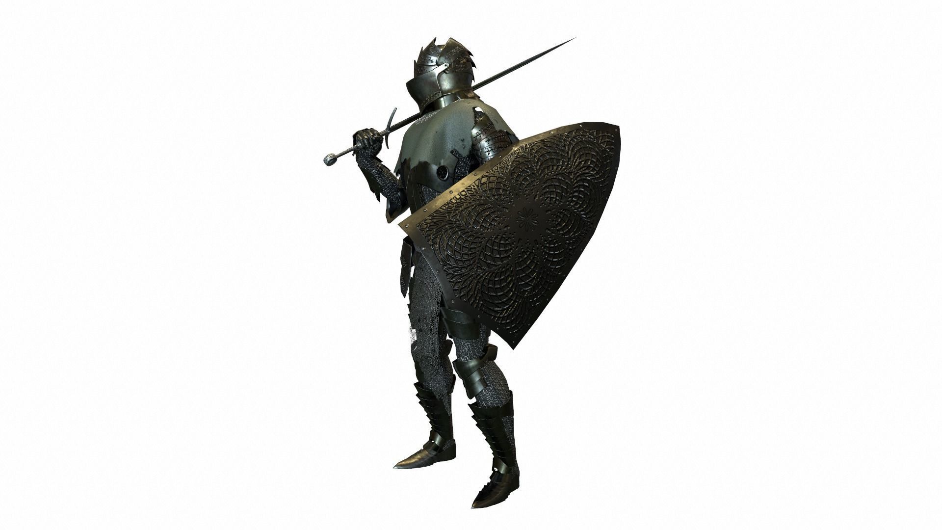 Plate Armor Low-poly 3D model_5
