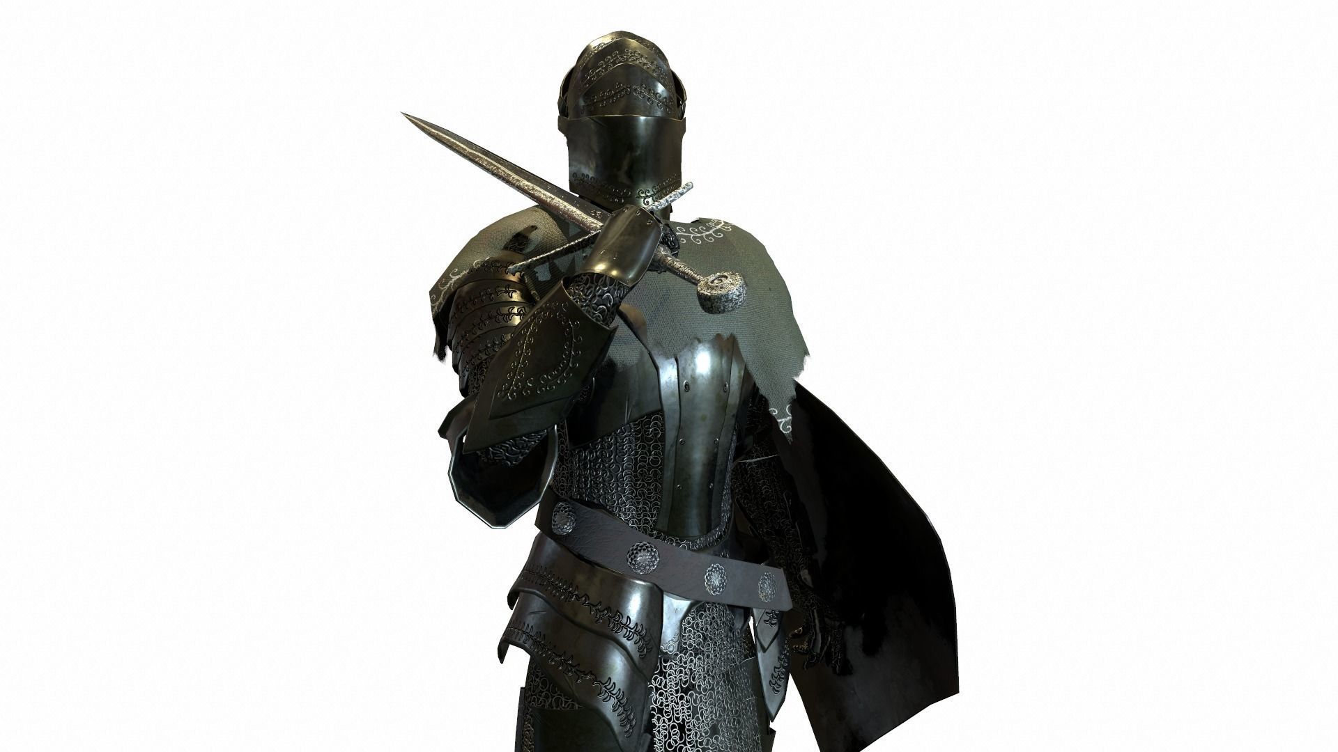 Plate Armor Low-poly 3D model_6