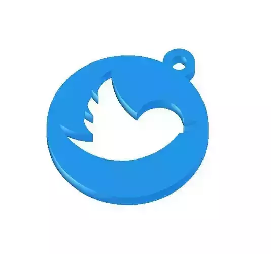simple twitter logo keychain for kids 3D print model
