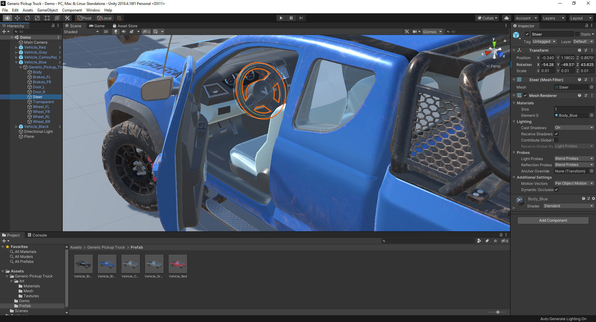 Generic Pickup Vehicle Pack for Unity Low-poly 3D model_3
