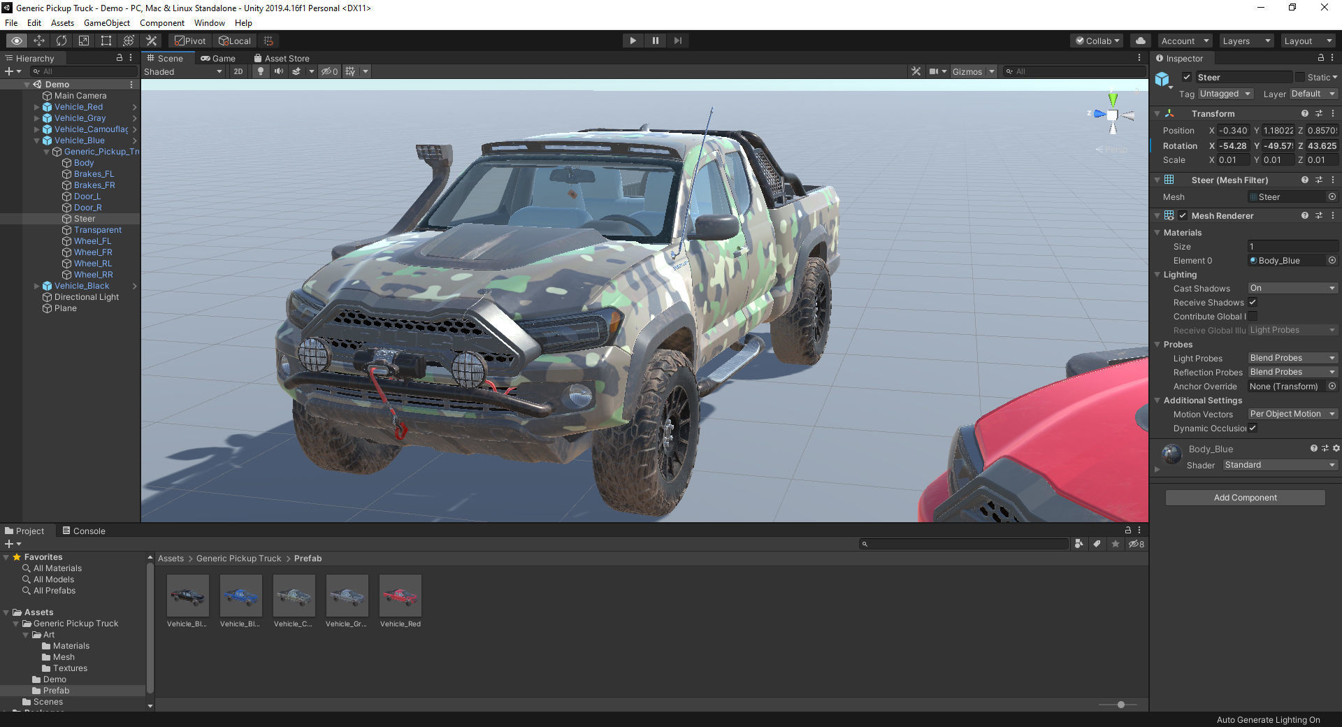 Generic Pickup Vehicle Pack for Unity Low-poly 3D model_4