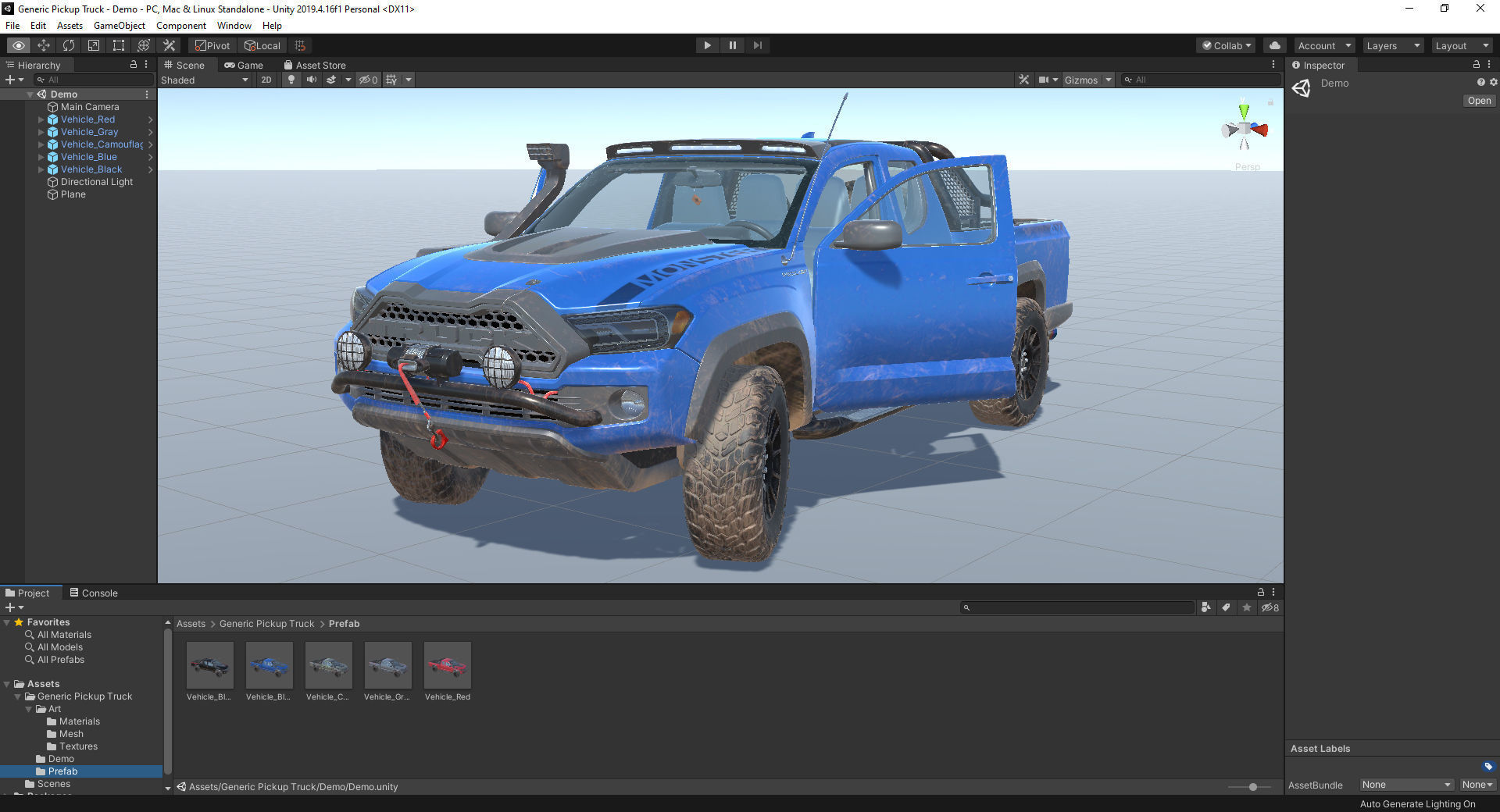 Generic Pickup Vehicle Pack for Unity Low-poly 3D model_1