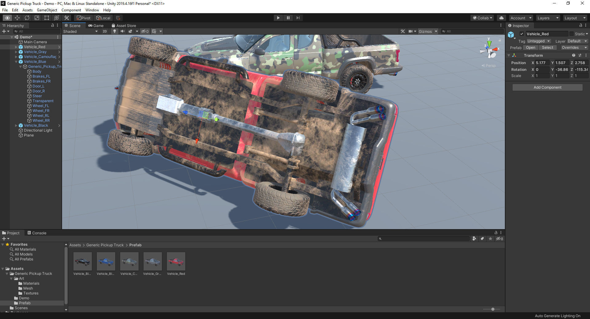 Generic Pickup Vehicle Pack for Unity Low-poly 3D model_6