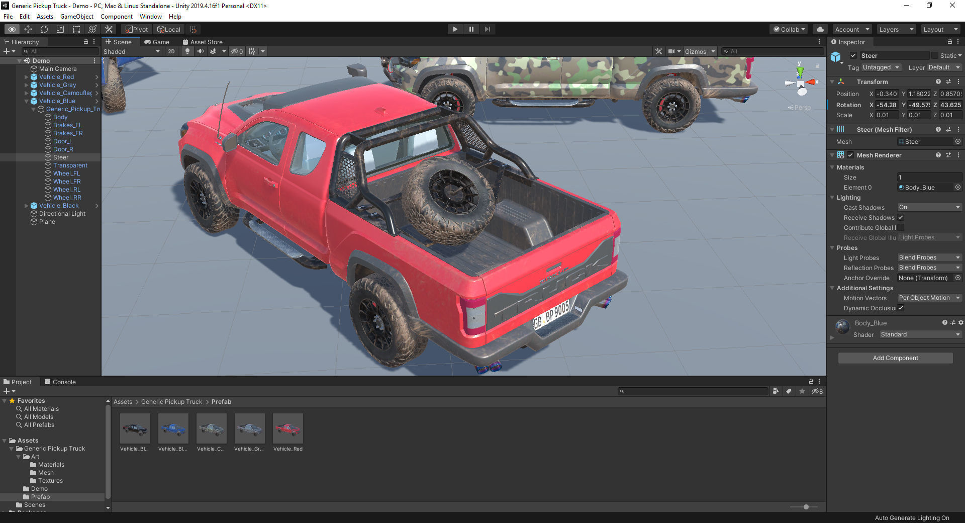 Generic Pickup Vehicle Pack for Unity Low-poly 3D model_5