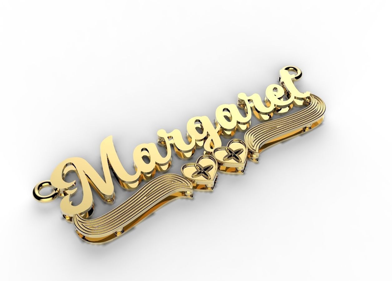 Margaret name pendant 3D print model_2
