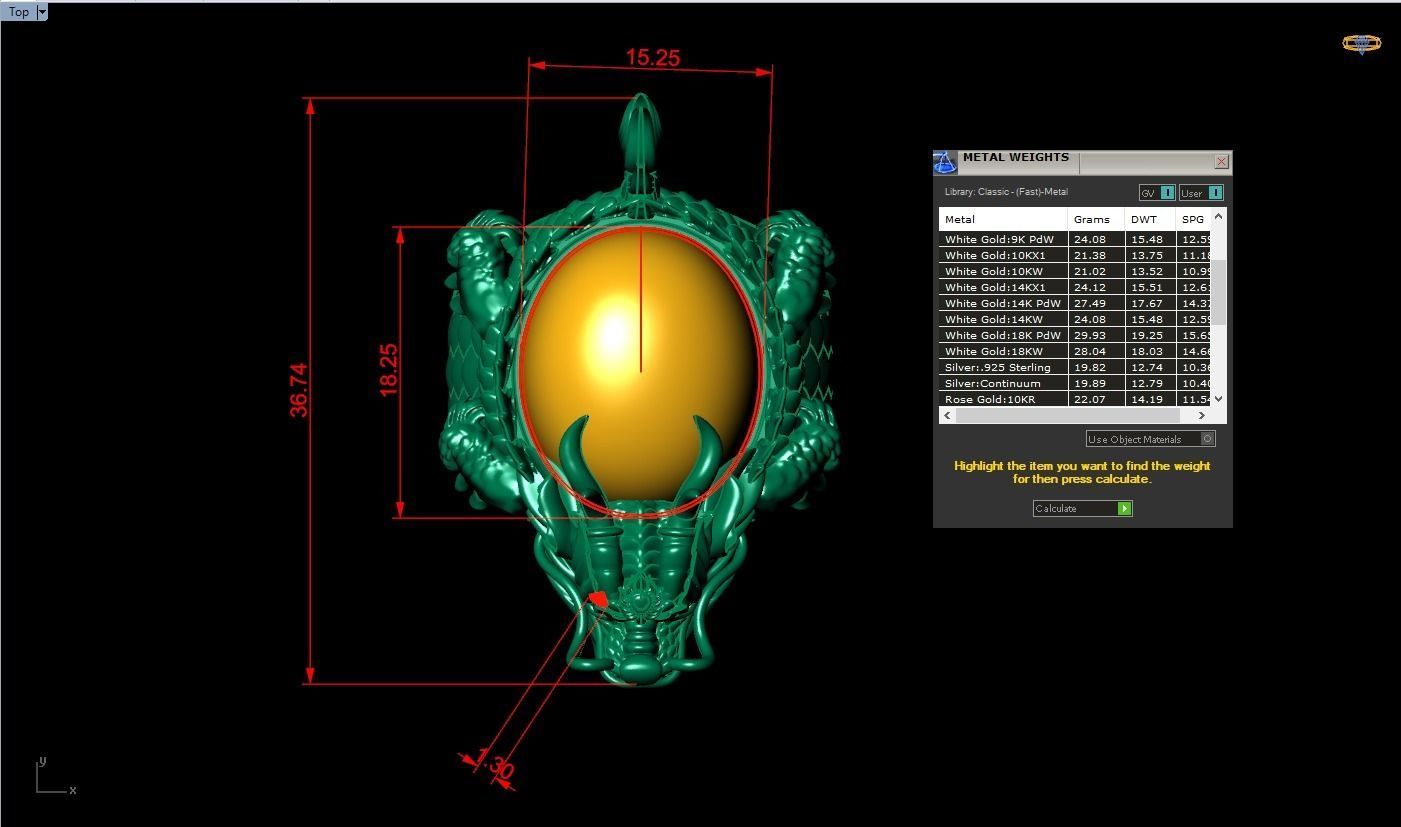 Dragon Turtle Ring - Dragon Ring - Oval Mens Stone Ring - N852 3D print model_5