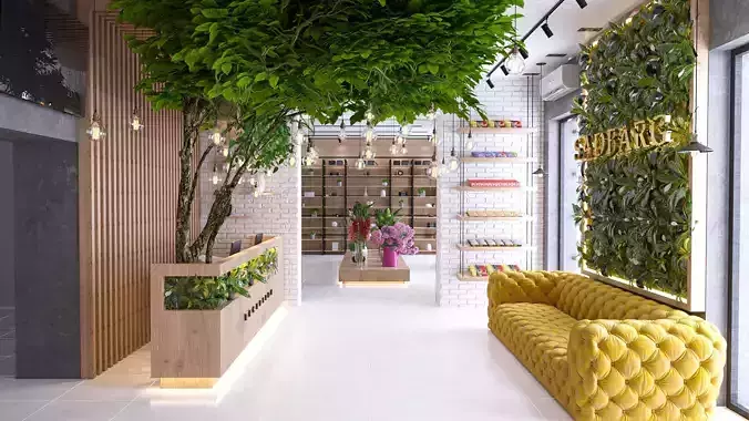 flower shop interior Low-poly 3D model