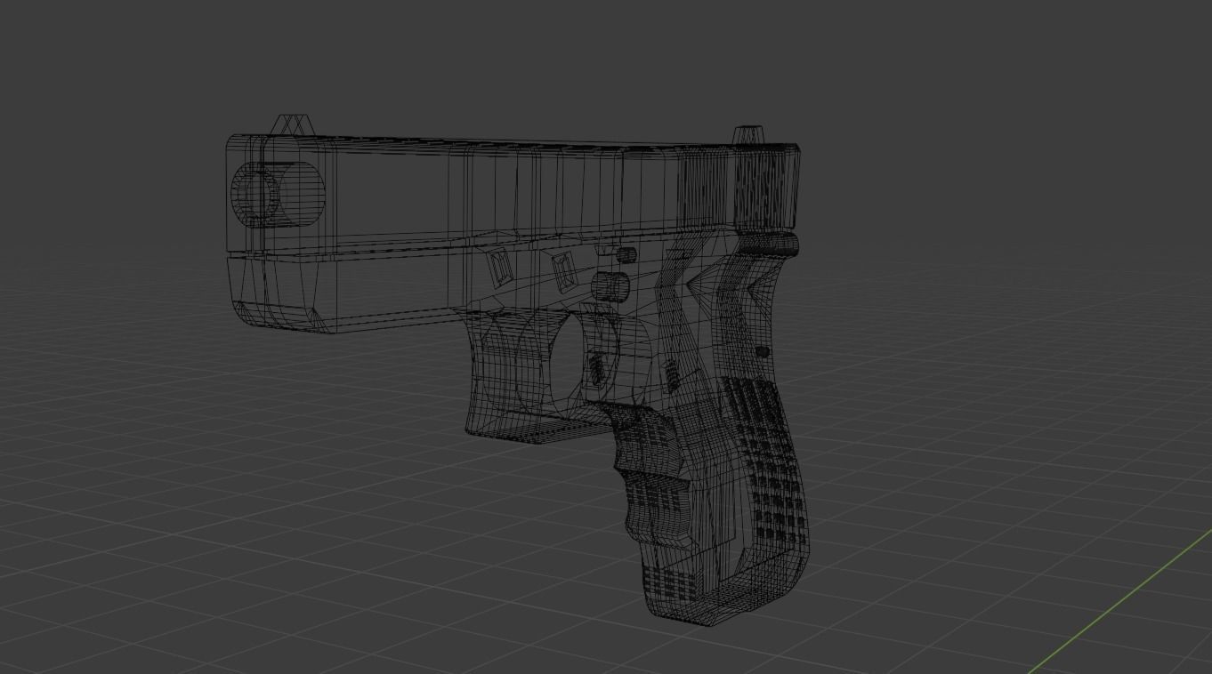 Low Poly Glock17 gun Low-poly 3D model_4