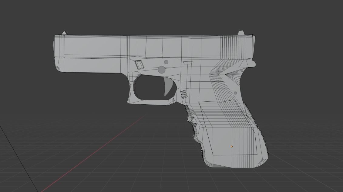 Low Poly Glock17 gun Low-poly 3D model_6