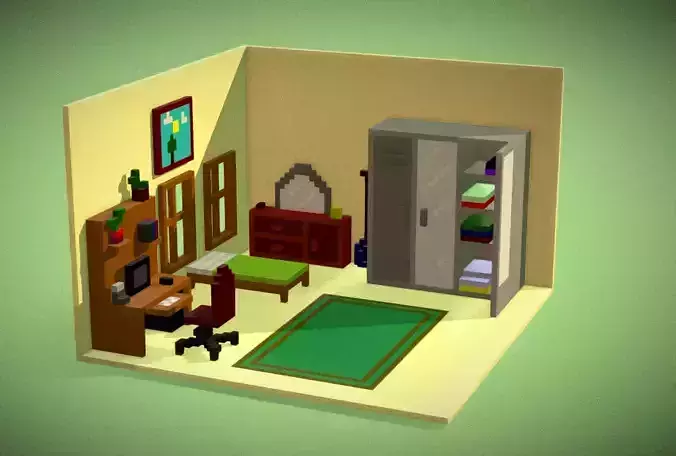 Voxel Badroom Isometric