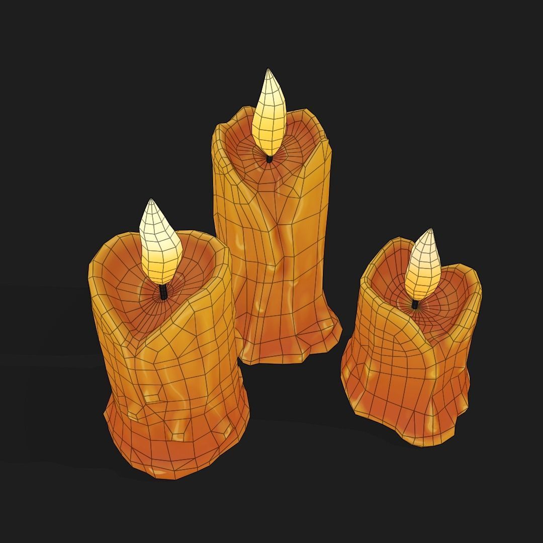 Stylized Melted Candles Pbr Low-poly 3D model_8