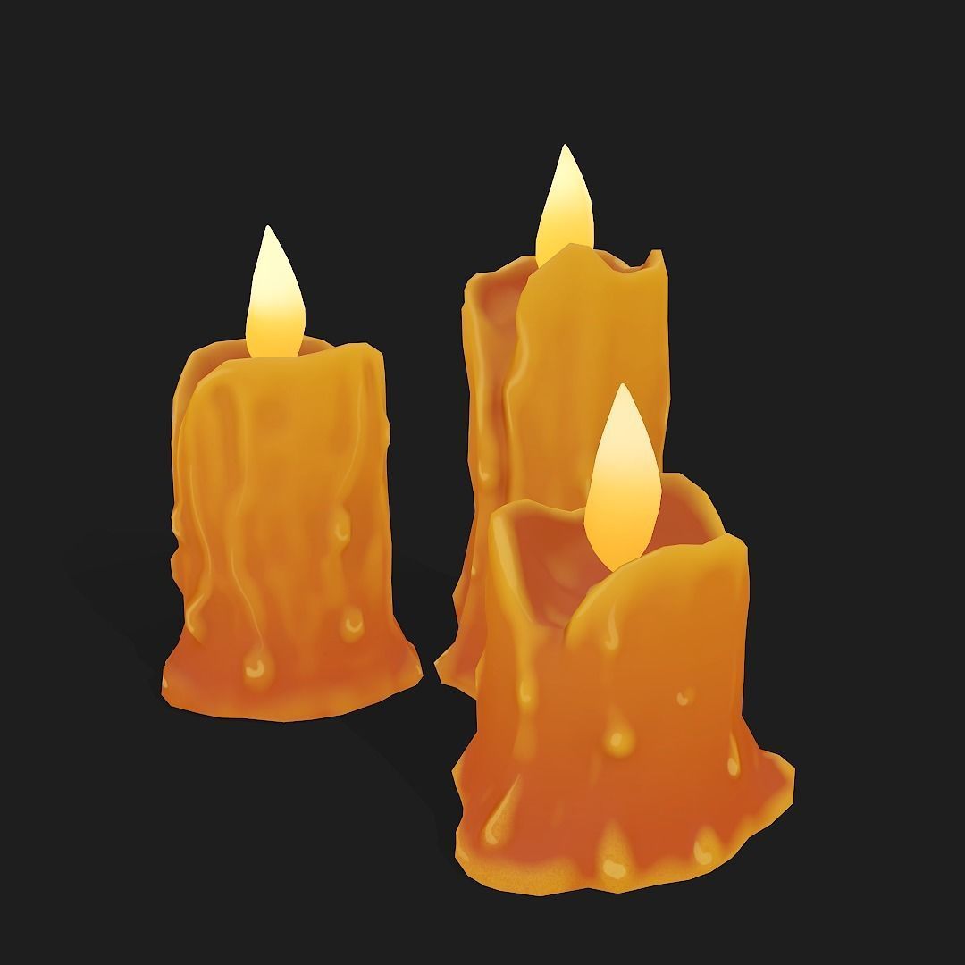 Stylized Melted Candles Pbr Low-poly 3D model_5