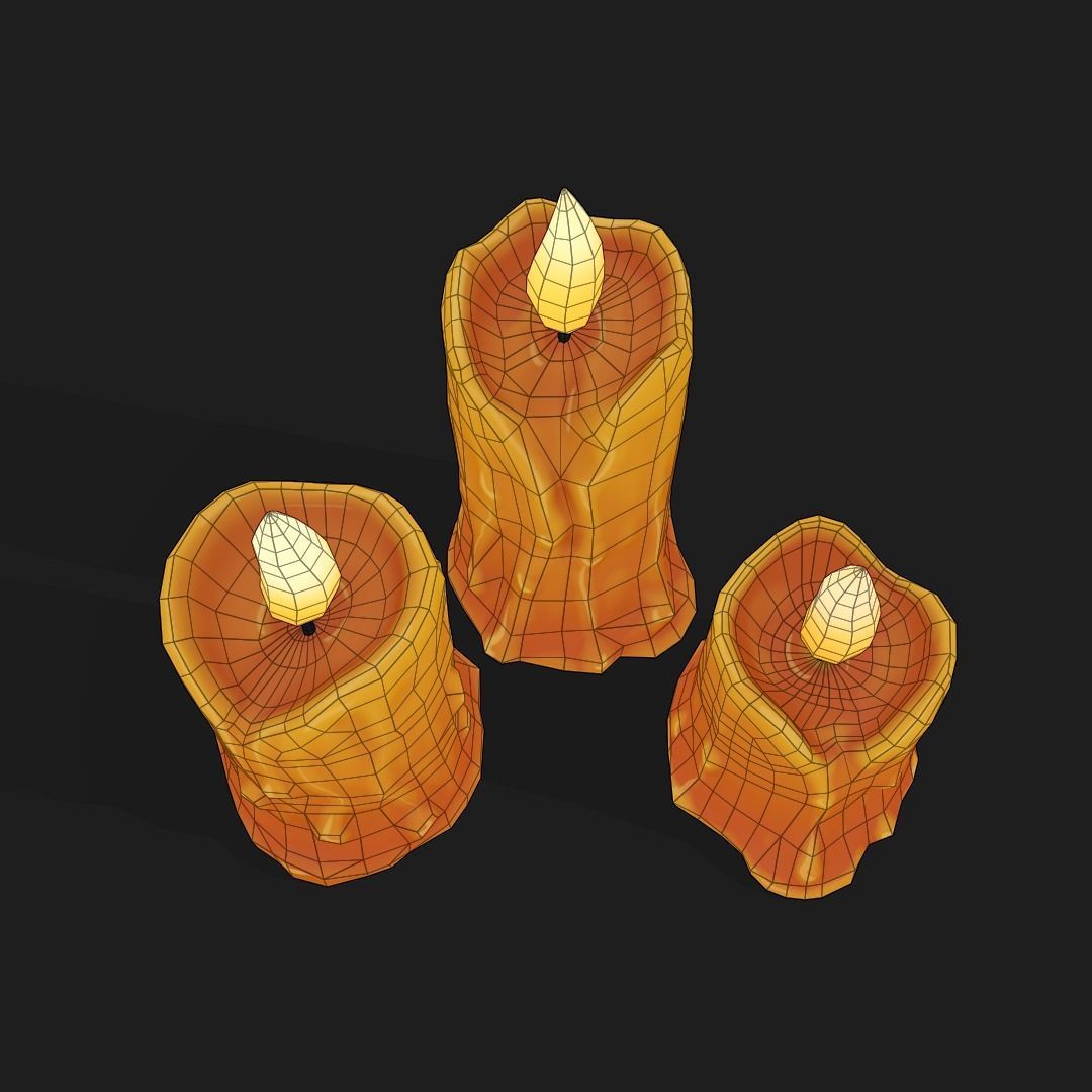 Stylized Melted Candles Pbr Low-poly 3D model_9