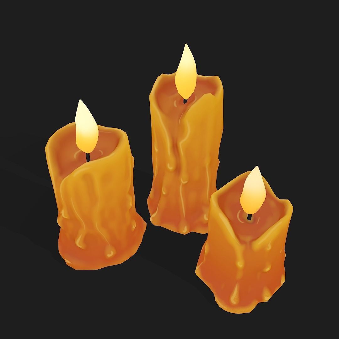 Stylized Melted Candles Pbr Low-poly 3D model_4