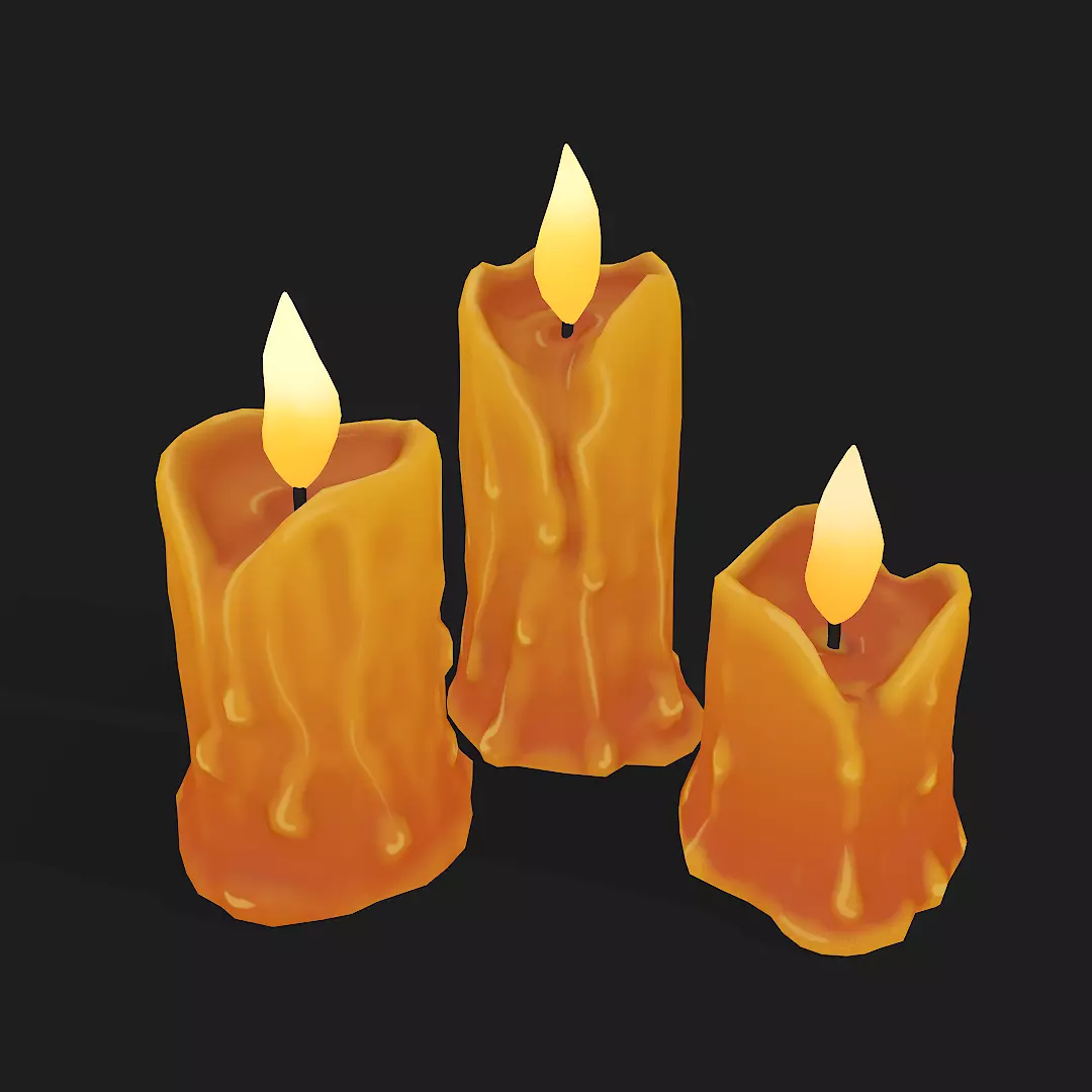 Stylized Melted Candles Pbr Low-poly 3D model_0