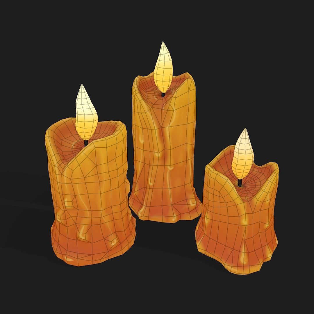 Stylized Melted Candles Pbr Low-poly 3D model_7