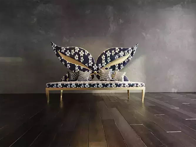 Realistic low poly Madame butterfly couch