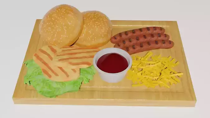 Wood platter with commonly liked food