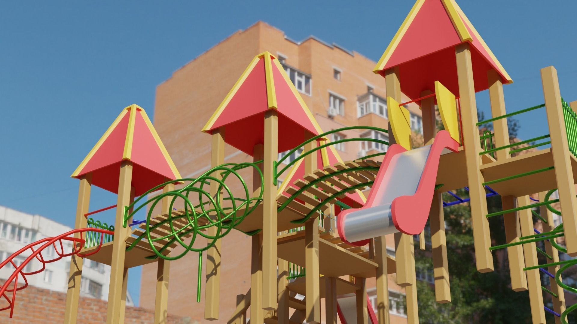 Low-Poly Playground in sky Low-poly 3D model_5