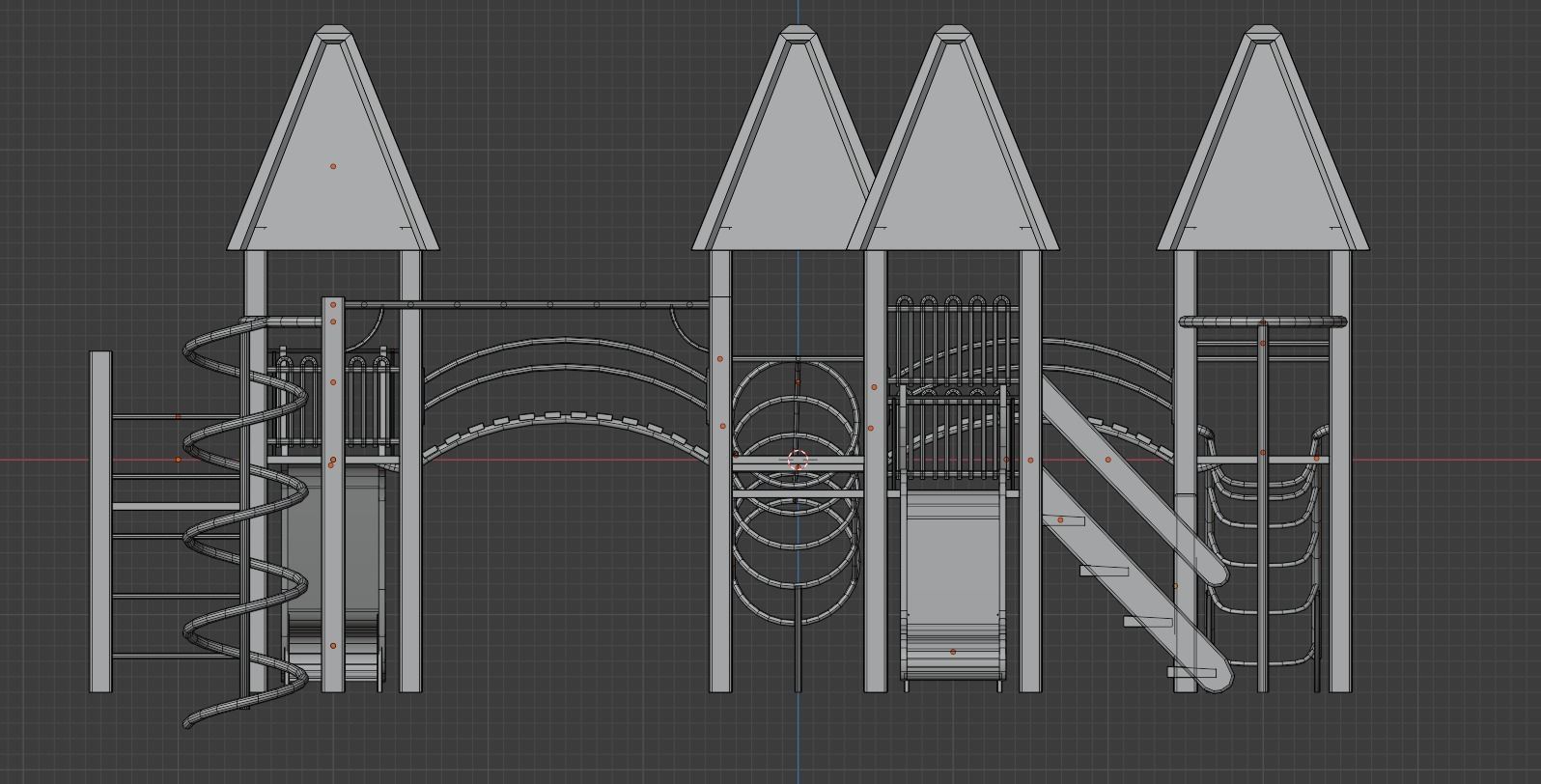 Low-Poly Playground in sky Low-poly 3D model_13