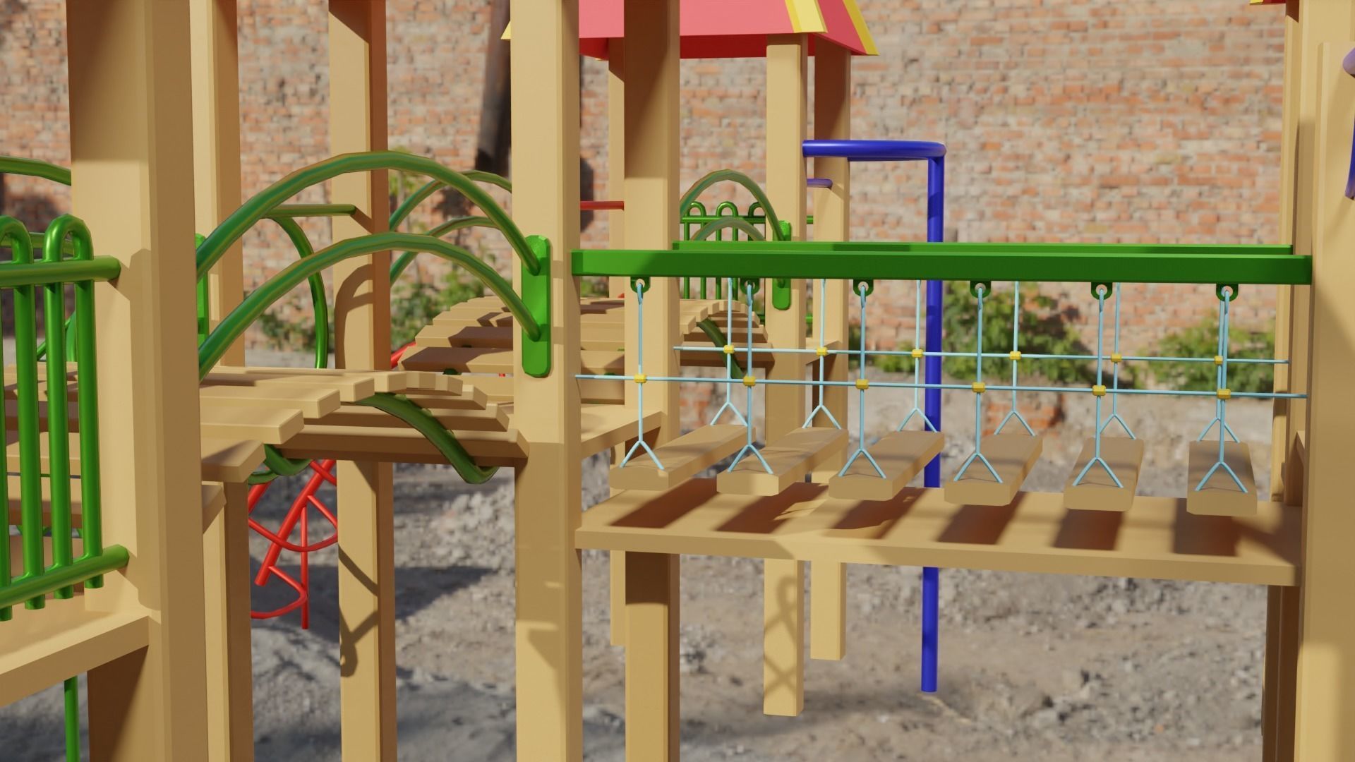 Low-Poly Playground in sky Low-poly 3D model_4