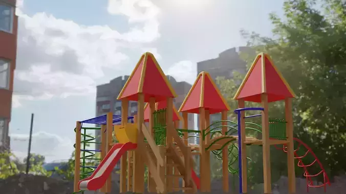 Low-Poly Playground in sky