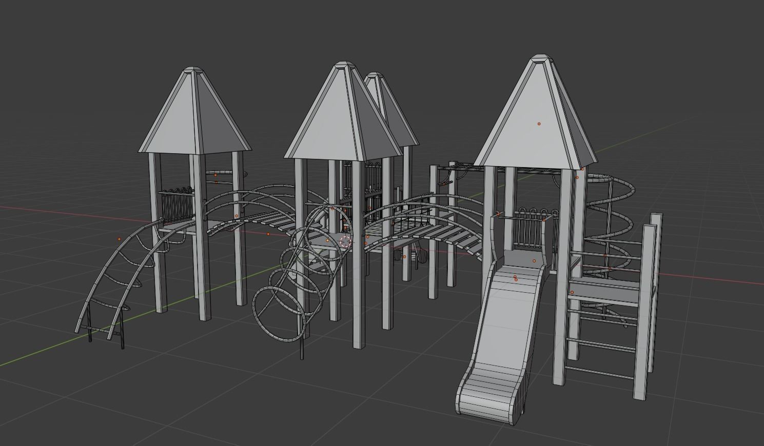 Low-Poly Playground in sky Low-poly 3D model_10
