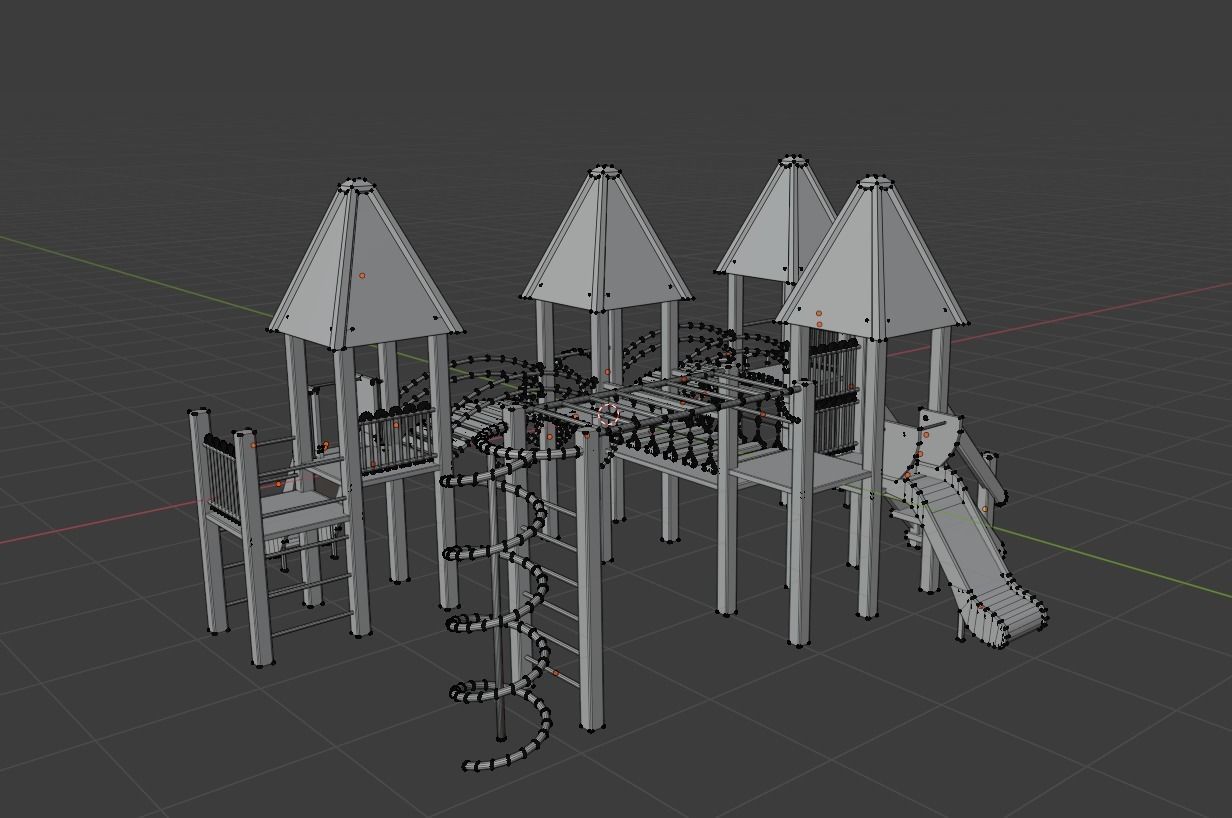 Low-Poly Playground in sky Low-poly 3D model_8
