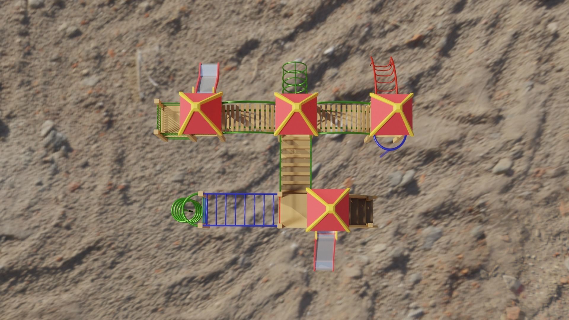 Low-Poly Playground in sky Low-poly 3D model_9