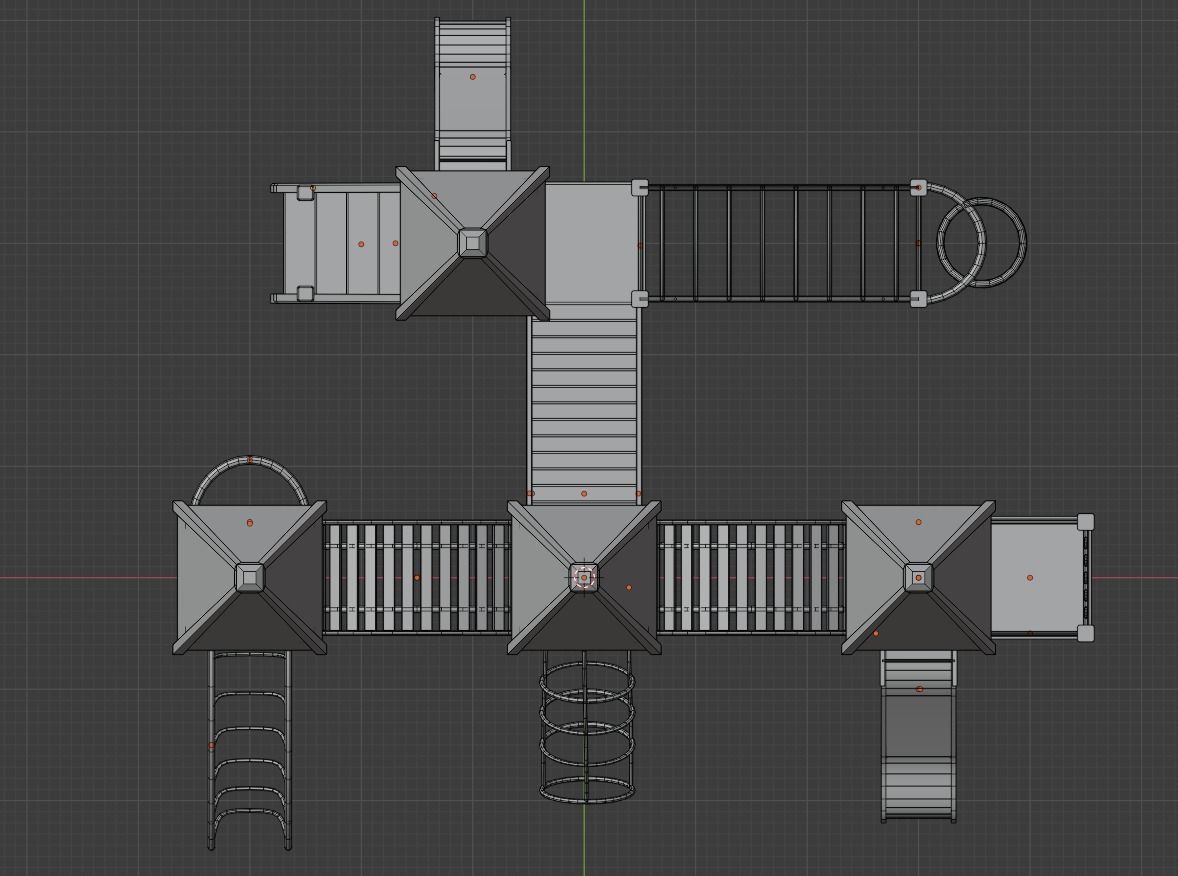 Low-Poly Playground in sky Low-poly 3D model_11