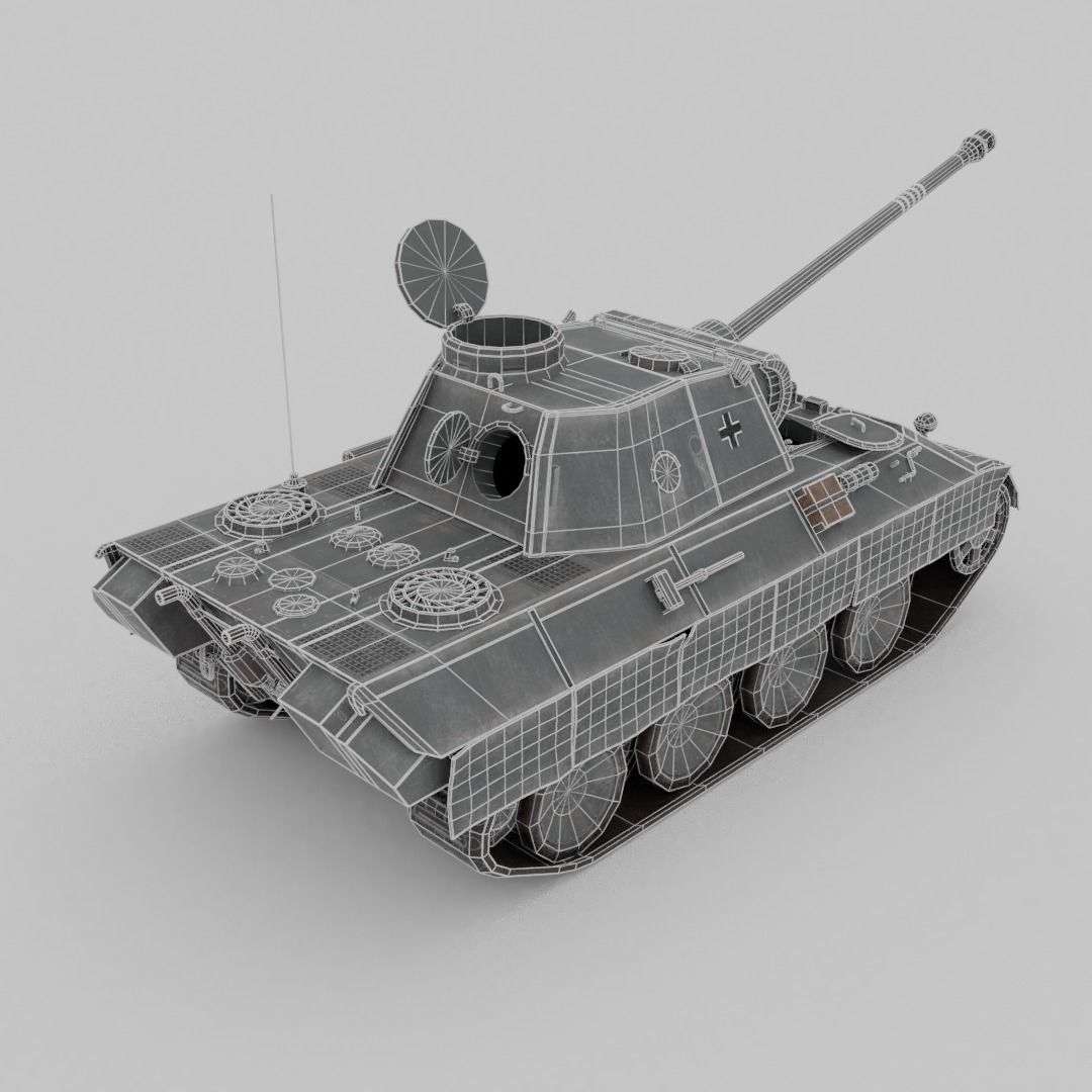 Panther Ausf D Medium Tank Low-poly 3D model_7