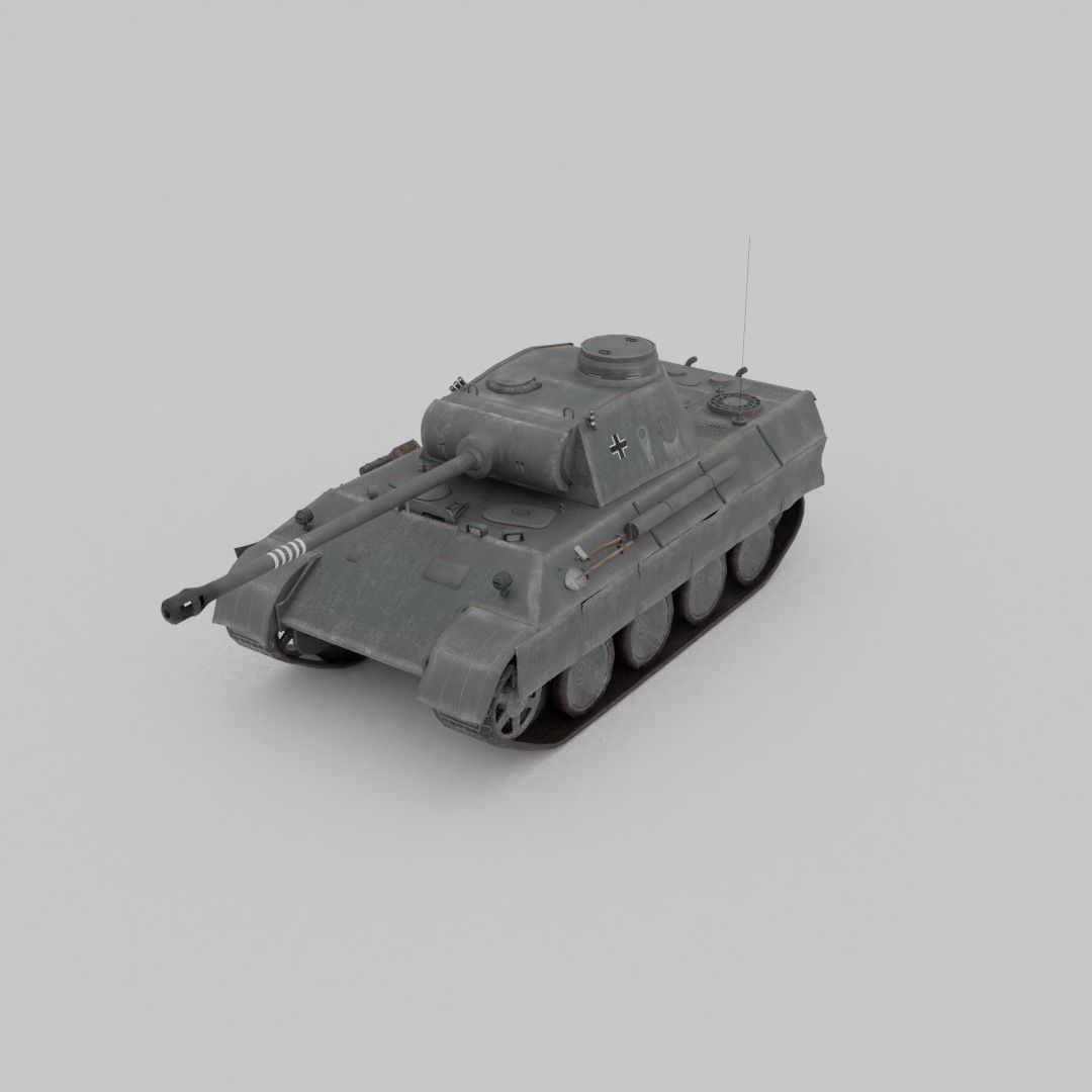 Panther Ausf D Medium Tank Low-poly 3D model_11